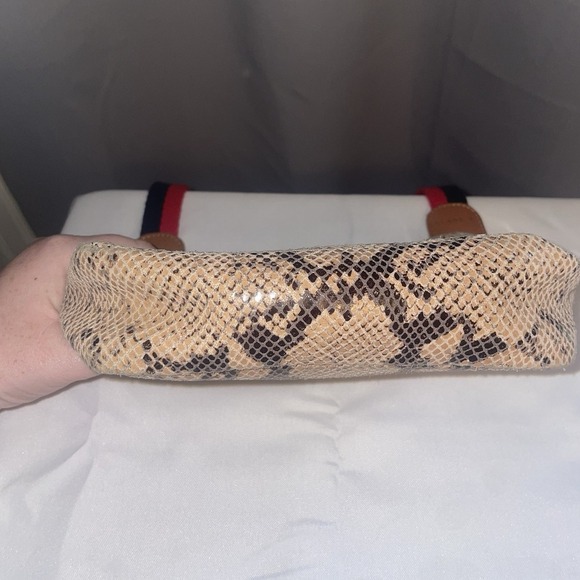 Clare V. Midi Sac Camel Snake Embossed Leather Crossbody Bag Tan Reptile EUC - Picture 2 of 14